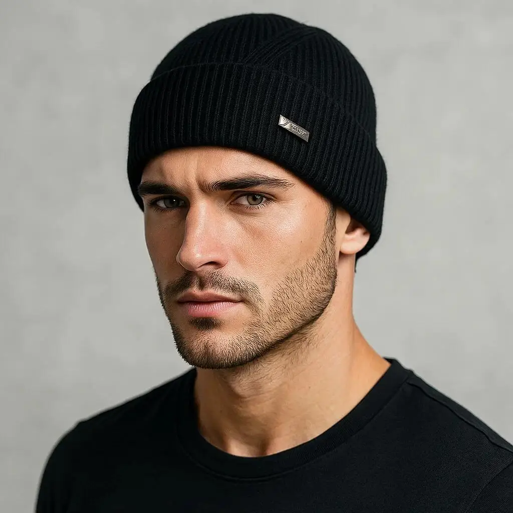 Gorro de invierno punto grueso suave elástico para hombre
