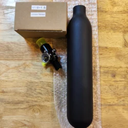 Botella aluminio aire comprimido negro mate táctico