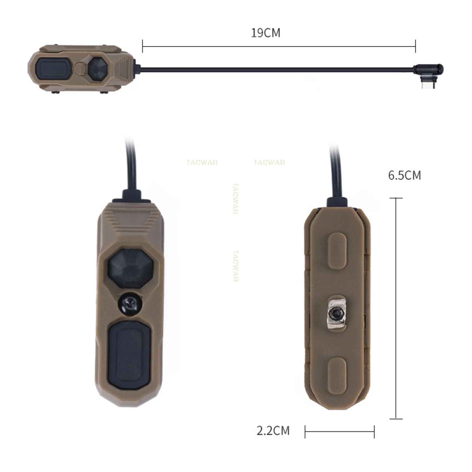 Interruptor Táctico AXON USB-C – Pulsador Remoto para Linternas Tácticas - imagen 2