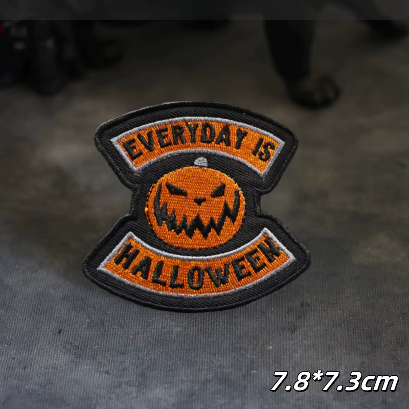 Parche Velcro Halloween: gato calabaza, esqueleto y fantasma