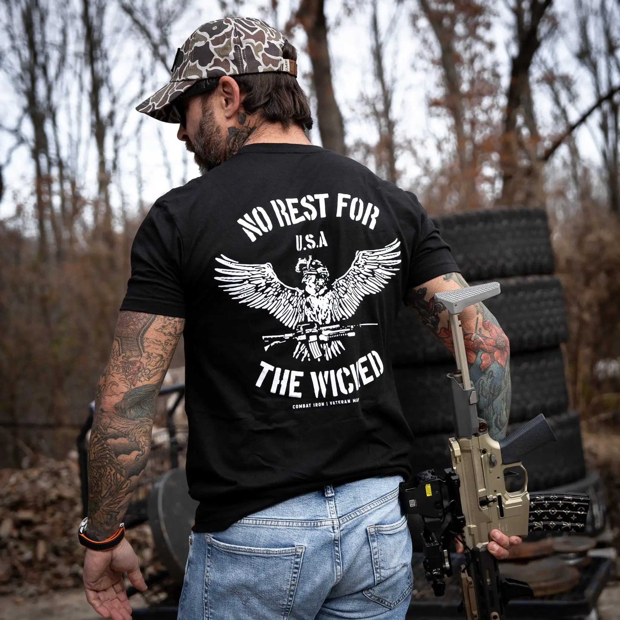 Camiseta táctica hombre Combat Iron No Rest for The Wicked militar - imagen 3