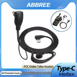 ABBREE Walkie talkie con auriculares USB-C y PTT integrado