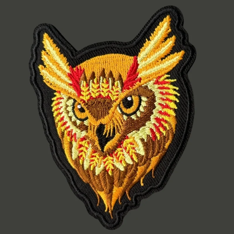 Parche bordado táctico búho de fuego con velcro para uniforme - imagen 4