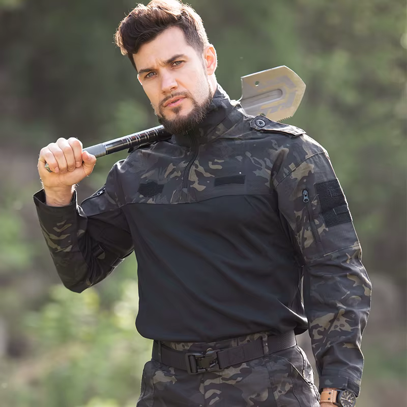 Camisa táctica militar camuflaje manga larga exterior
