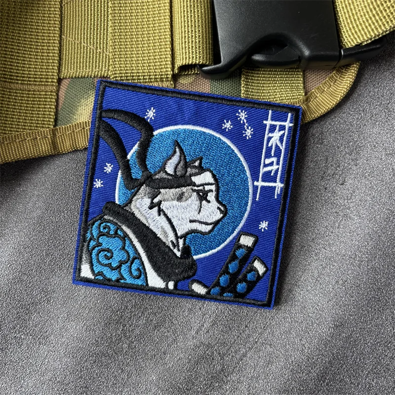 Parche táctico bordado gato japonés – Velcro gancho y bucle