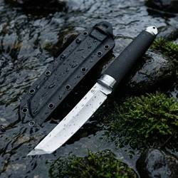 Cuchillo fijo táctico para exterior con funda de supervivencia