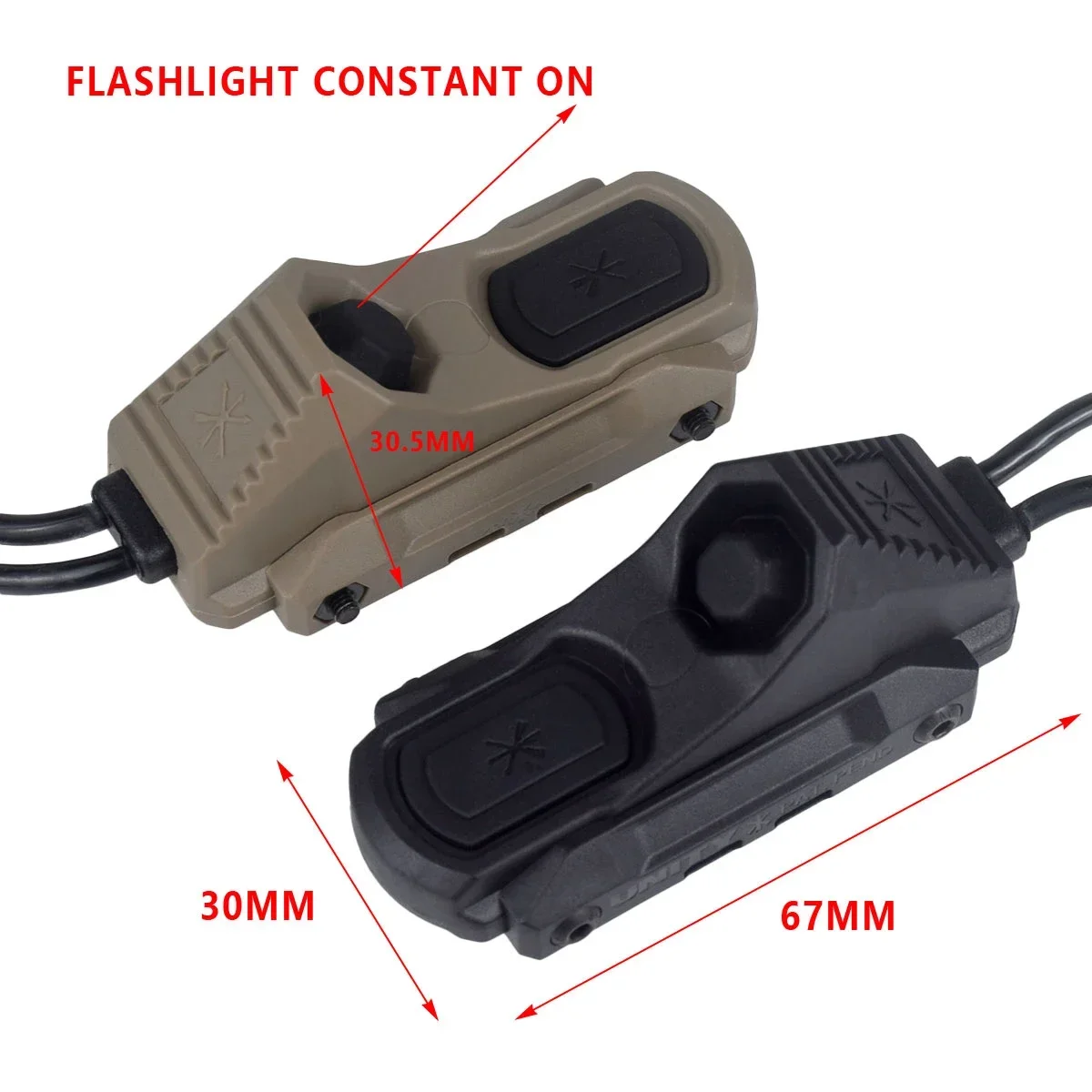 Vista del interruptor táctico para montaje en sistemas M-LOK/KeyMod