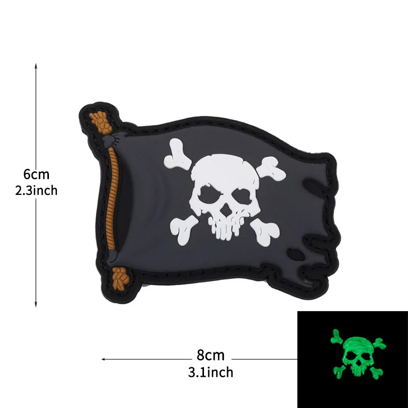 Parche táctico PVC 3D luminoso pirata con velcro - imagen 3