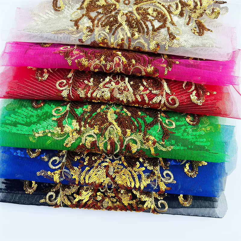 Apliques florales lentejuelas doradas para vestidos de fiesta - imagen 5