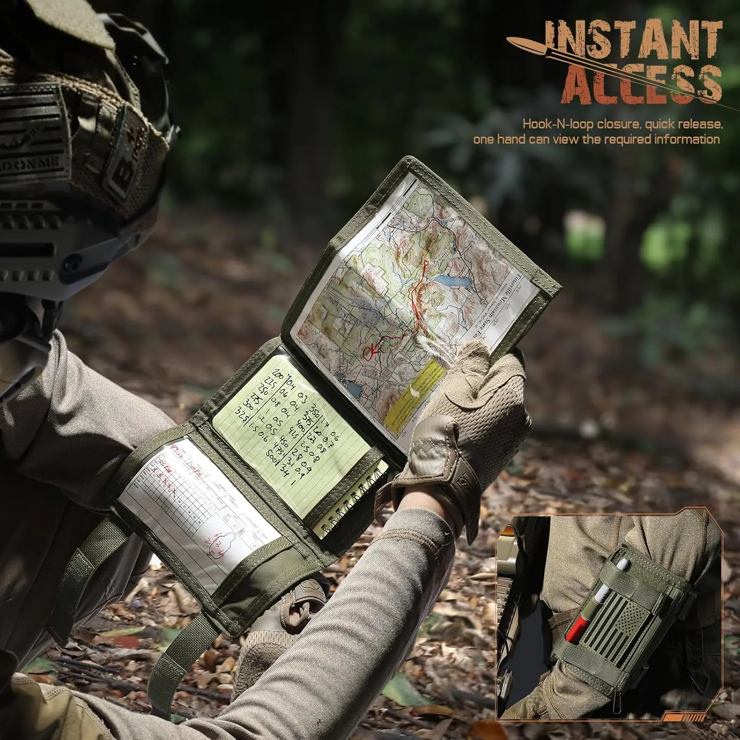 QB estuche táctico para mapas con soporte de documentos y cartas