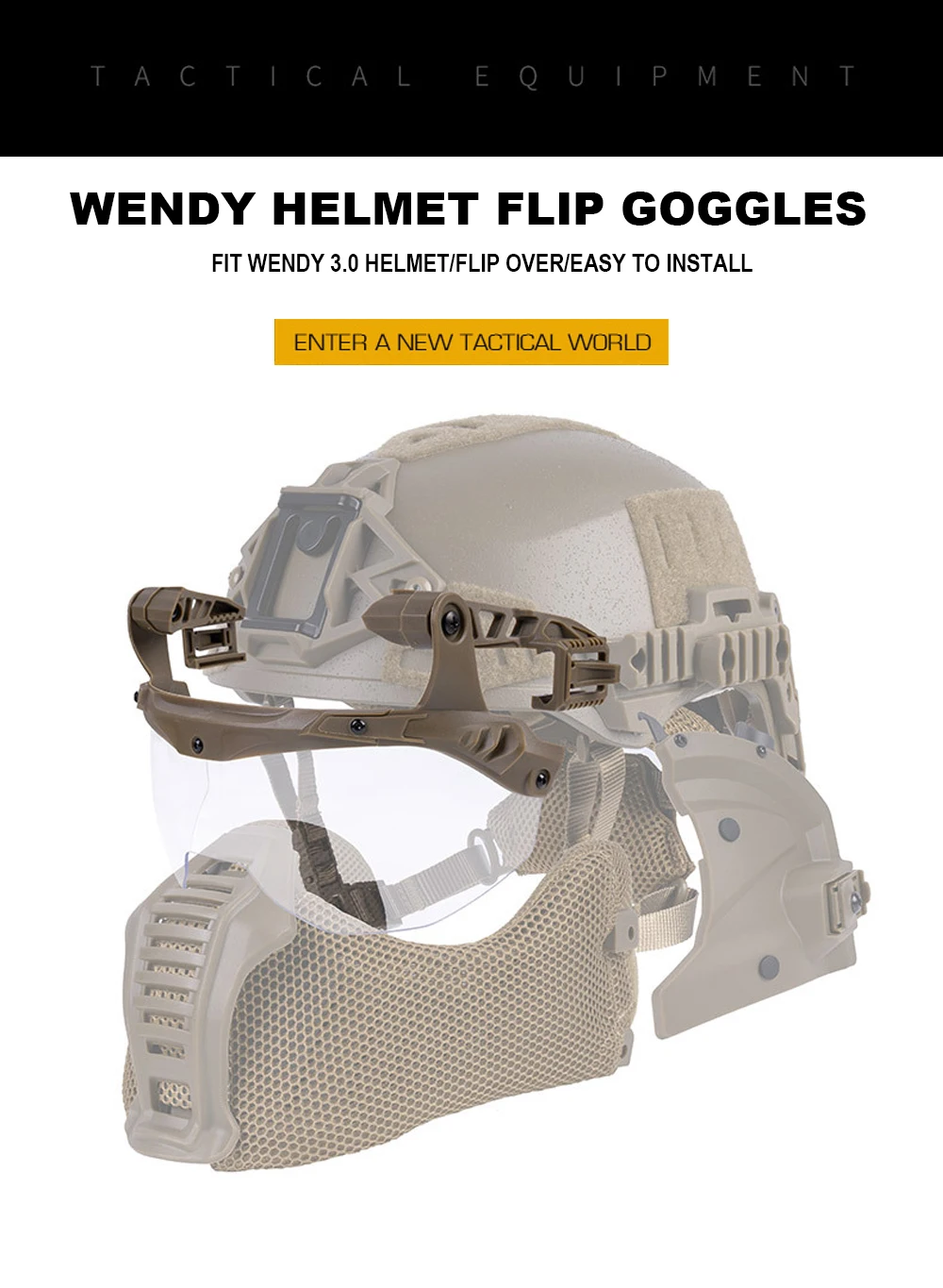 Gafas tácticas abatibles para casco