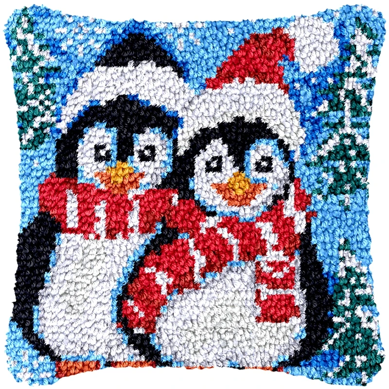 Kit bordado punto cruz pingüino y flamenco para cojines y alfombras - imagen 5