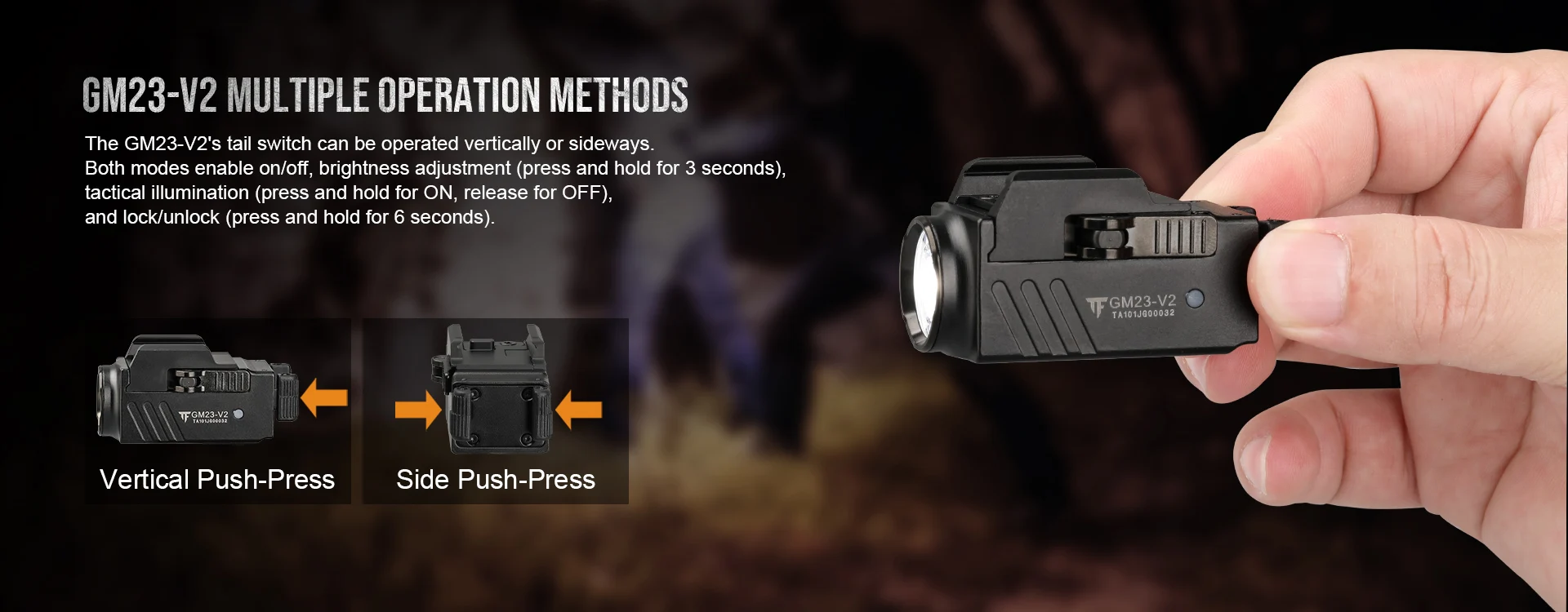 Interruptor trasero de la linterna táctica GM23-V2