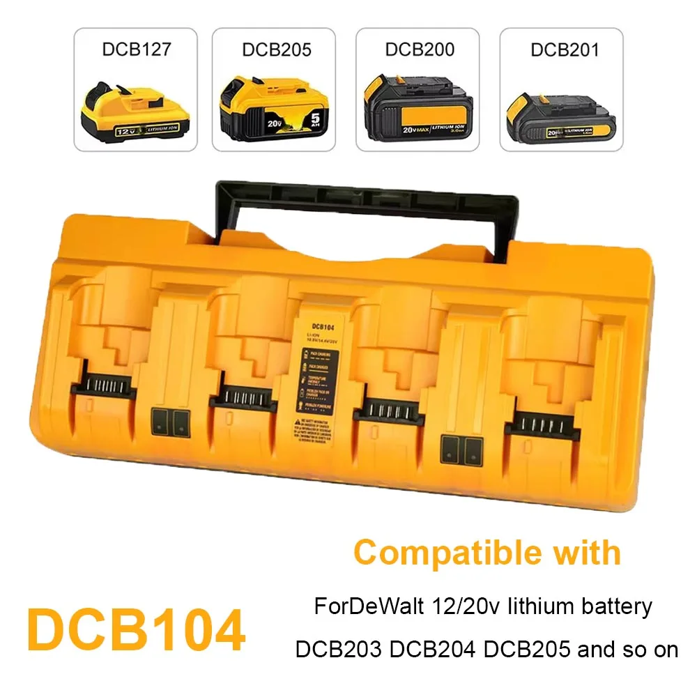 Vista frontal del cargador DCB104 con cuatro ranuras