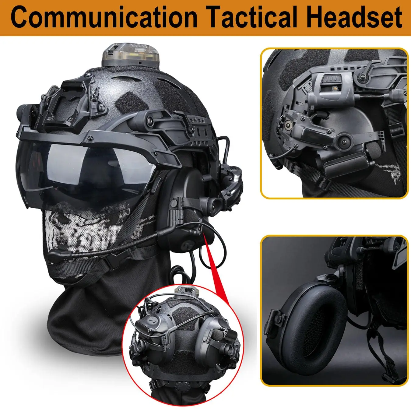Casco táctico modular ajustable para airsoft con auriculares - imagen 4