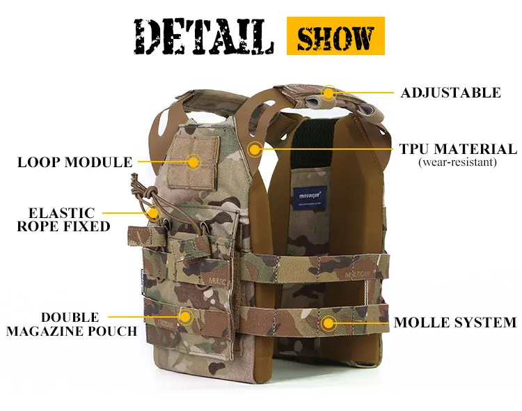 Chaleco táctico Emersongear JPC infantil en color camouflage