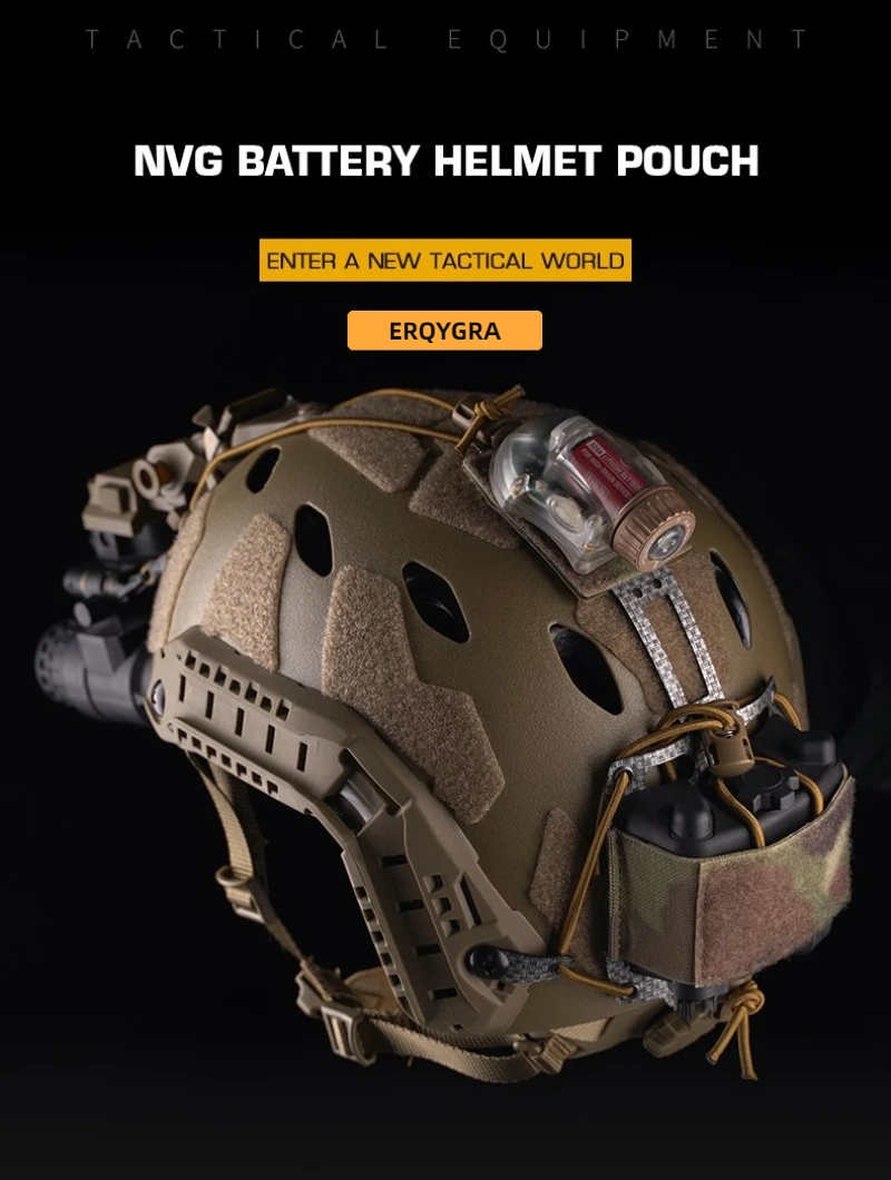 Bolsa de batería táctica instalada en casco