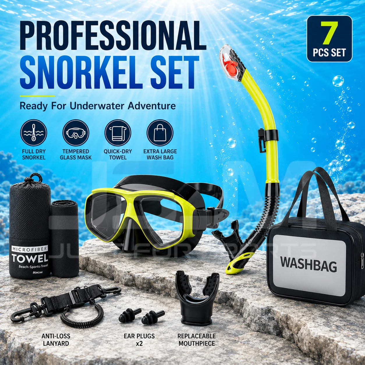 Equipo de snorkel seco para adultos con máscara y bolsa impermeable - imagen 2