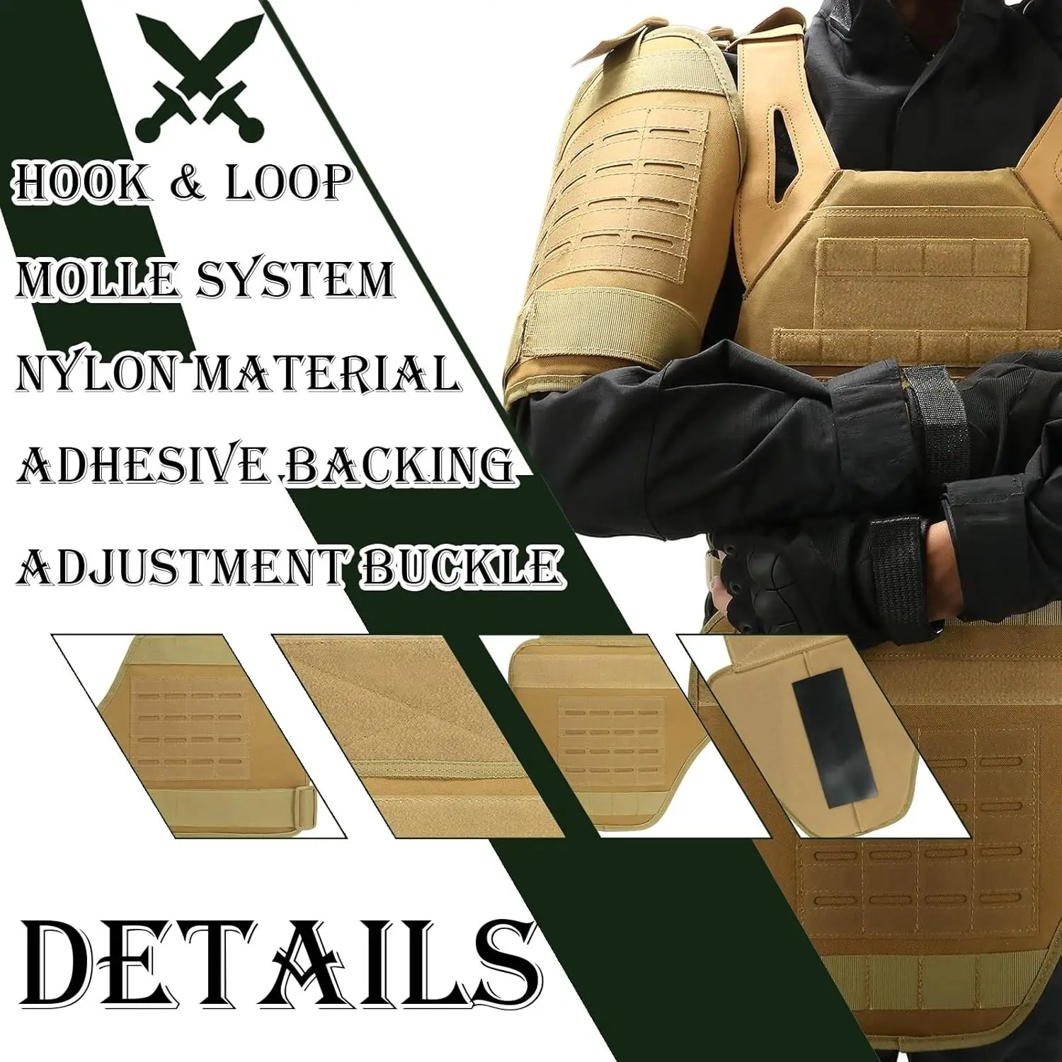 Protección táctica acolchada ajustable para ingle y hombro cosplay - imagen 2