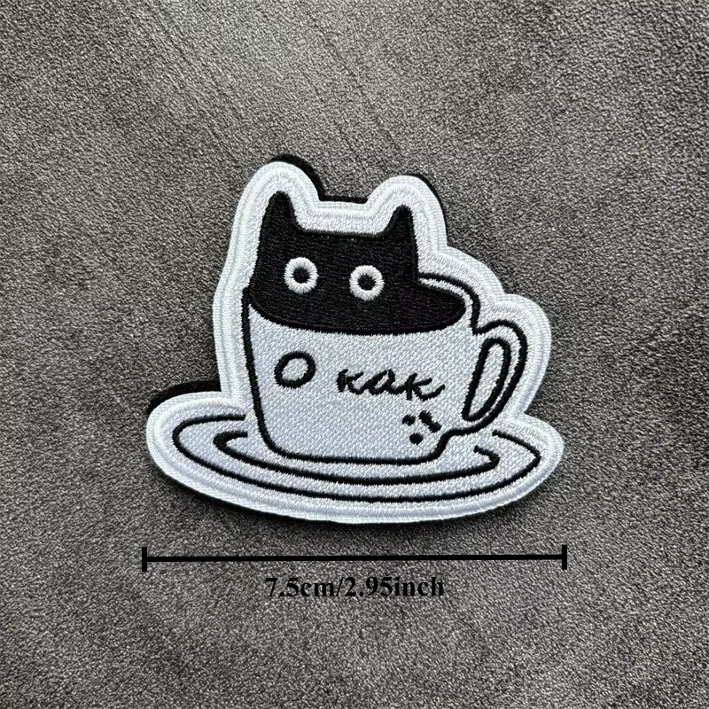 Teacup Cat parche táctico bordado con velcro para ropa y mochilas - imagen 2