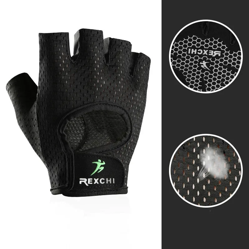 Guantes entrenamiento medio dedo antideslizantes – Protección pesas fitness yoga