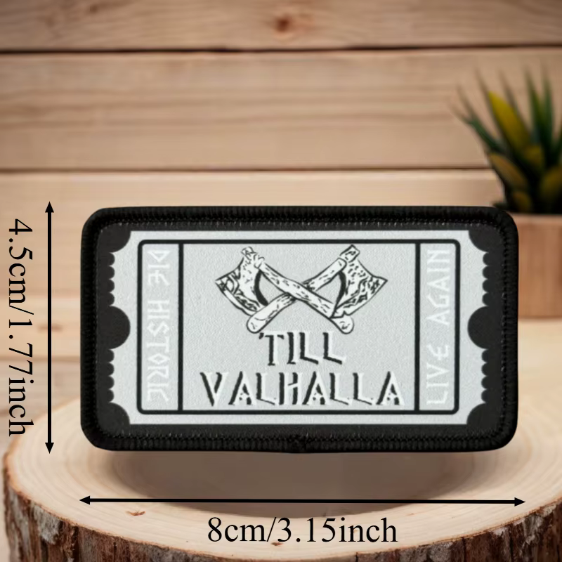 Parche Ticket To Valhalla – Insignia táctica con velcro para chaleco o mochila