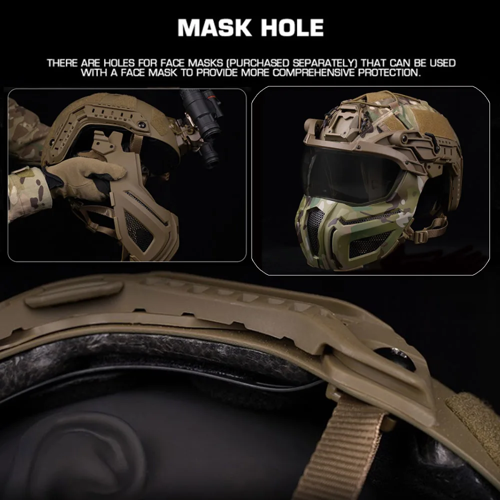 Riel guía lateral casco táctico rápido – Montaje para máscara y airsoft - imagen 4