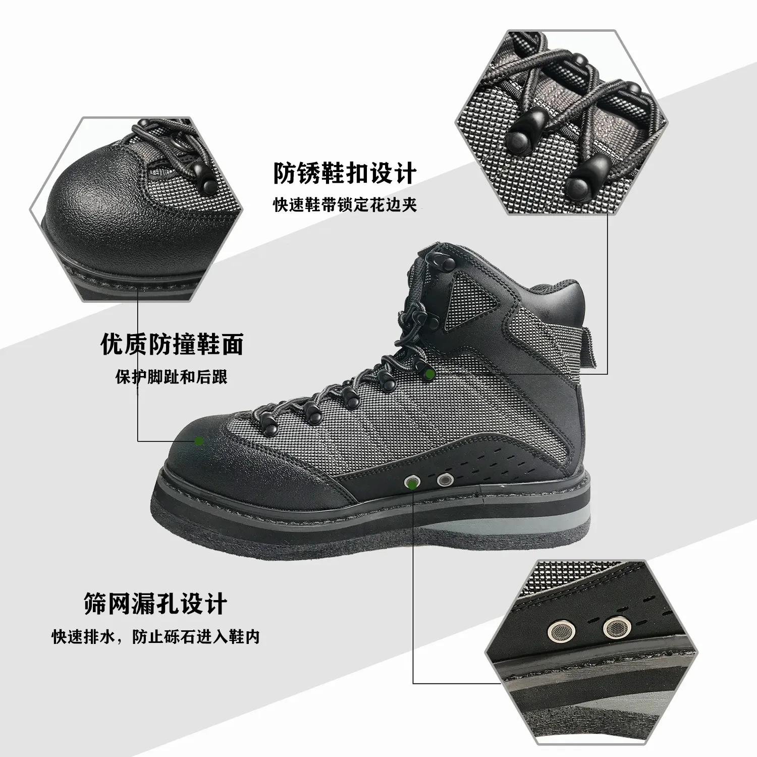 Botas tácticas antideslizantes de fieltro para vadear hombre - imagen 4
