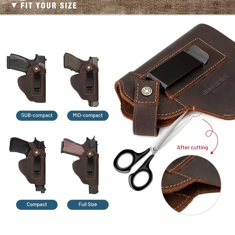 Funda táctica de pistola IWB/OWB de cuero compacta ambidiestra - imagen 5