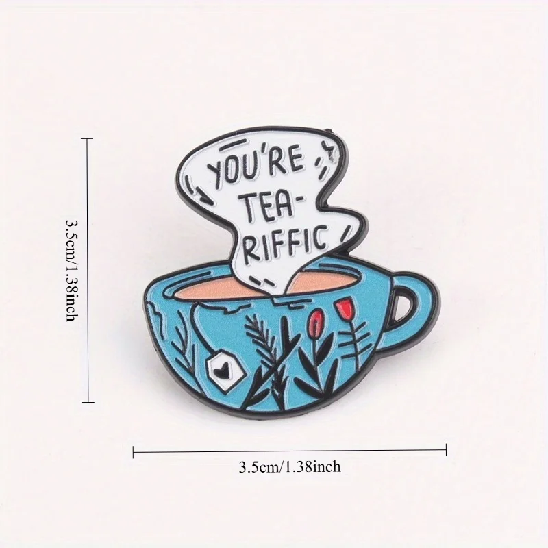 Pin Tea-rrific de té cobalto con flores vaporosas encanto botánico - imagen 2
