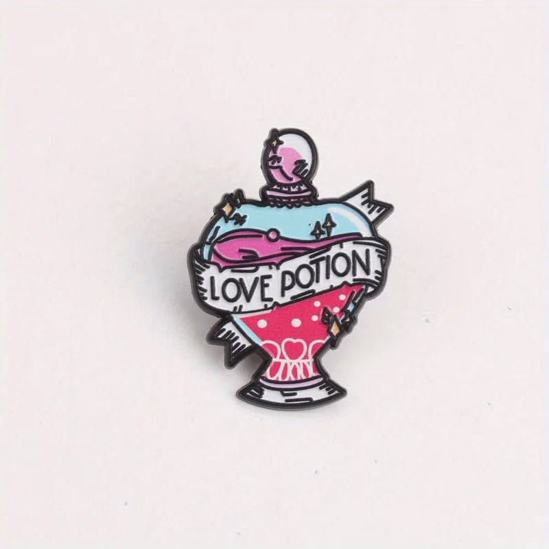 Pin vial pócima de amor encantada – tapa rosa con remolinos - imagen 4