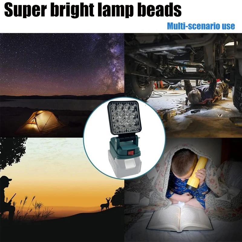 Linterna LED trabajo Makita 14,4V-18V plegable exterior - imagen 4
