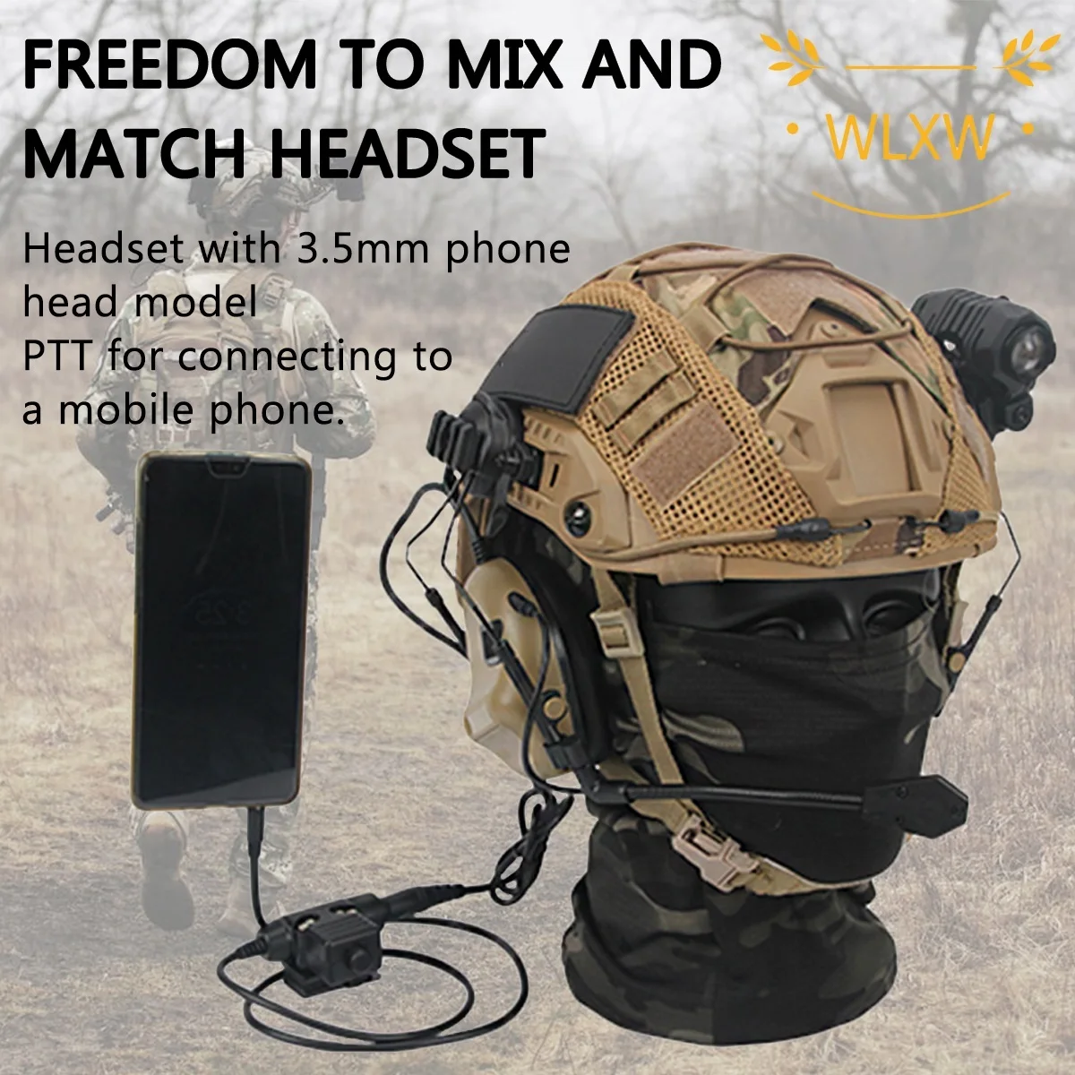 Auriculares tácticos Airsoft con radio y PTT para casco FAST - imagen 3
