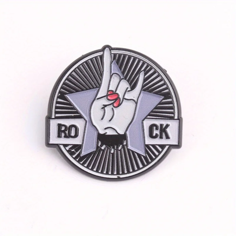 Pasador punk ROCK mano hueso blanco/negro puntas rojas estrella neón - imagen 4