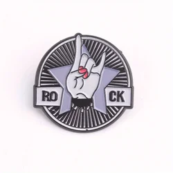 Pasador punk ROCK mano hueso blanco/negro puntas rojas estrella neón