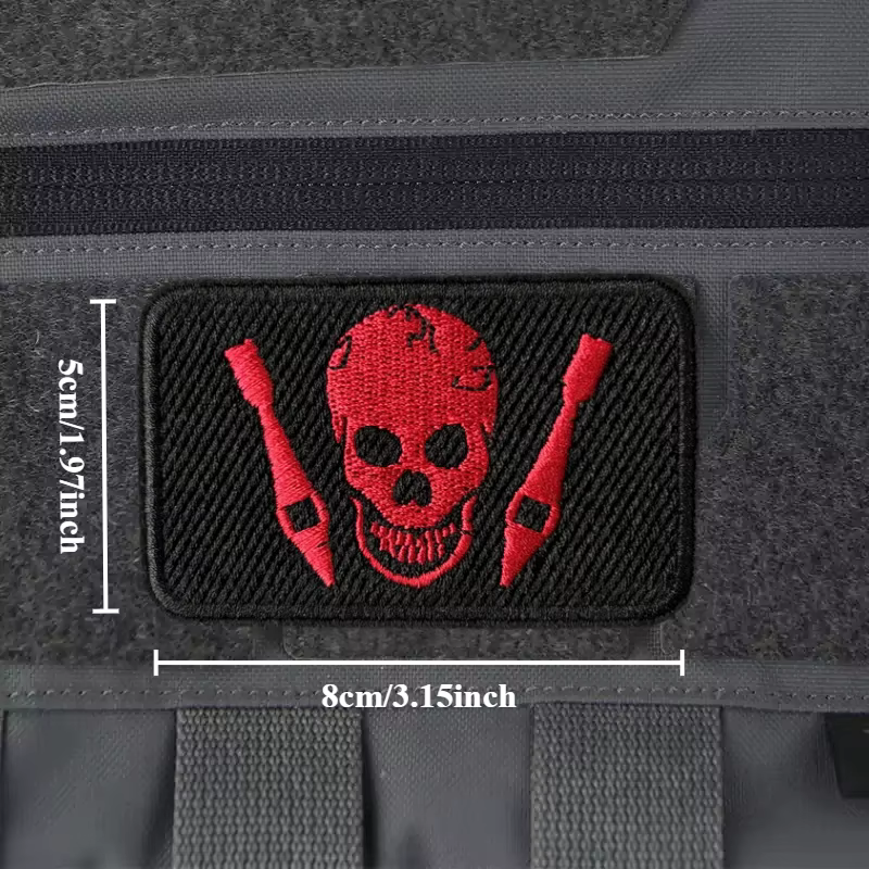 Parche táctico bordado calavera con velcro para mochila y chaleco - imagen 3