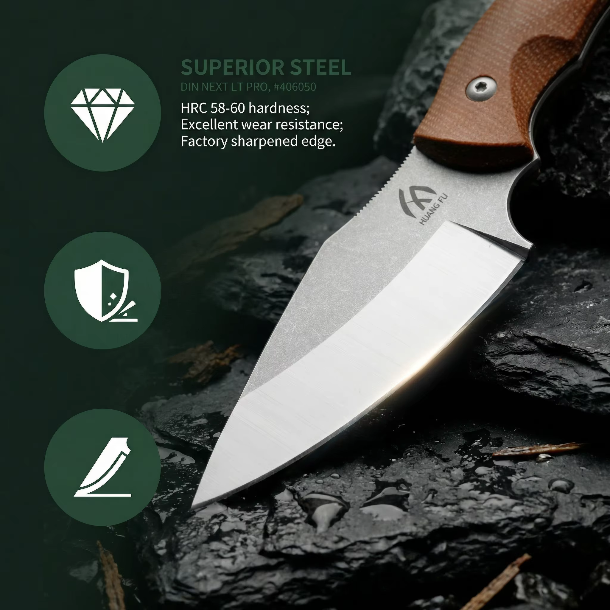 Space Flax cuchillo de hoja fija para exteriores con funda ecológica - imagen 2