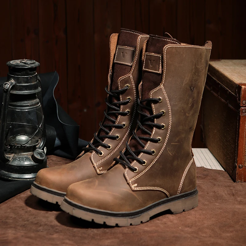 Botas de combate impermeables cuero vacuno – Calzado táctico caña alta - imagen 2
