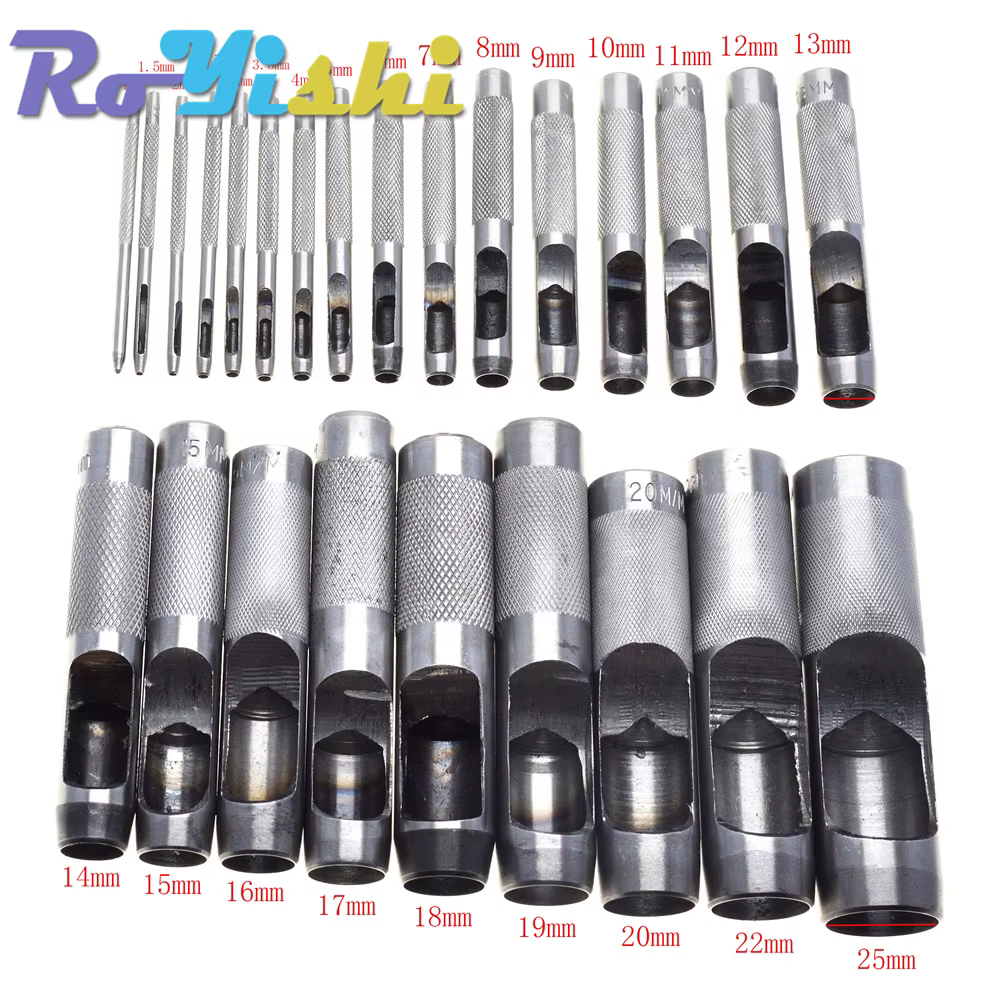 Sacabocados multi-tamaño profesional para cuero y lona – 1 a 25 mm