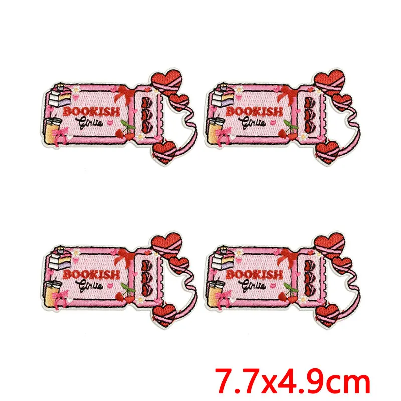 Parches termoadhesivos literarios con corazón y rosa bordada para ropa - imagen 5