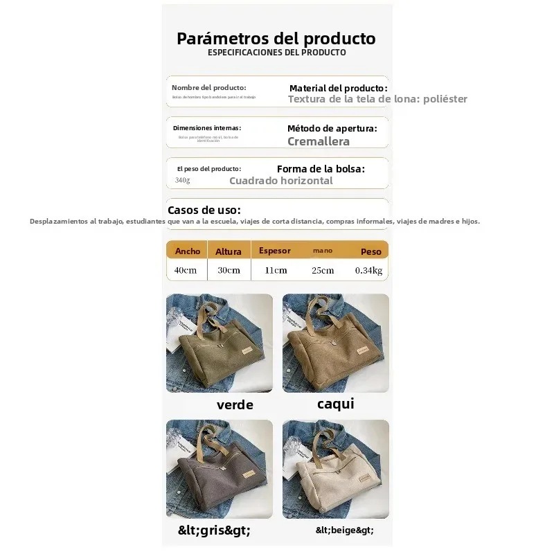 Bolso táctico de lona para mujer bandolera versátil resistente - imagen 2
