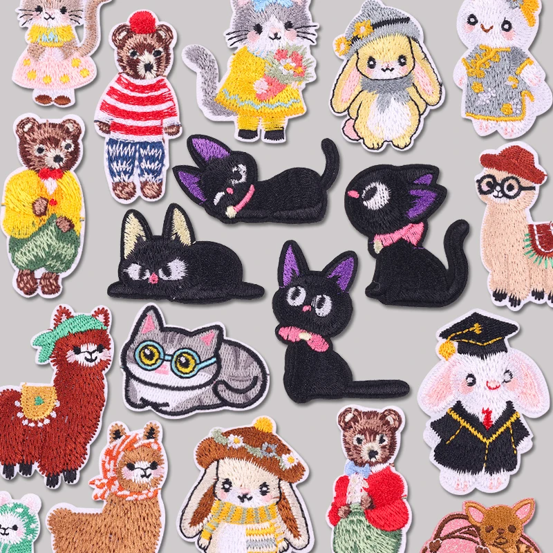 Parche termoadhesivo bordado gato ojos grandes para mochila y gorra - imagen 4