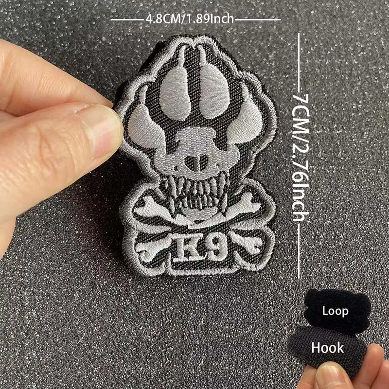 Parche táctico K9 bordado PVC con emblema de pata para ropa