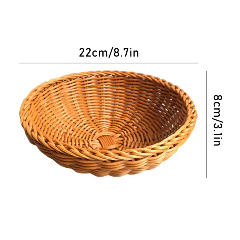 Cesta de frutas de ratán natural, tazón decorativo
