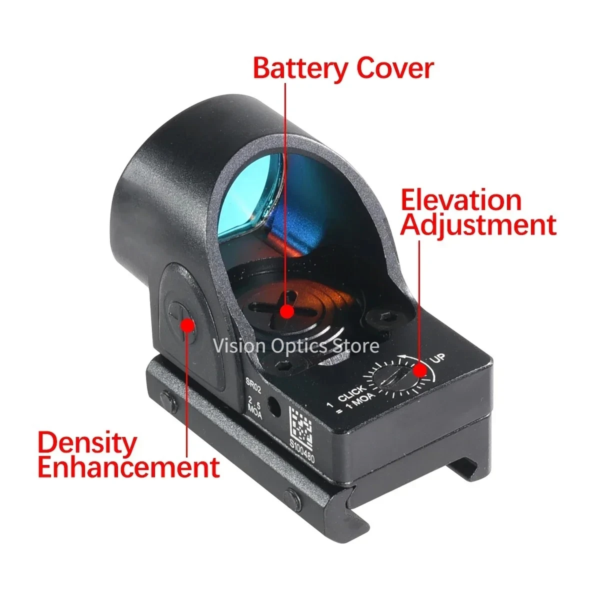 Mira táctica SR de punto rojo ajustable para caza y airsoft - imagen 3