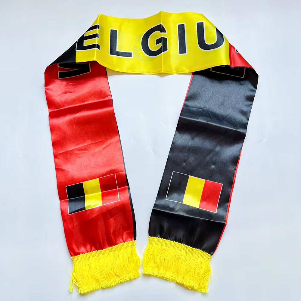 Bufanda de satén bandera Bélgica fútbol a doble cara - imagen 5