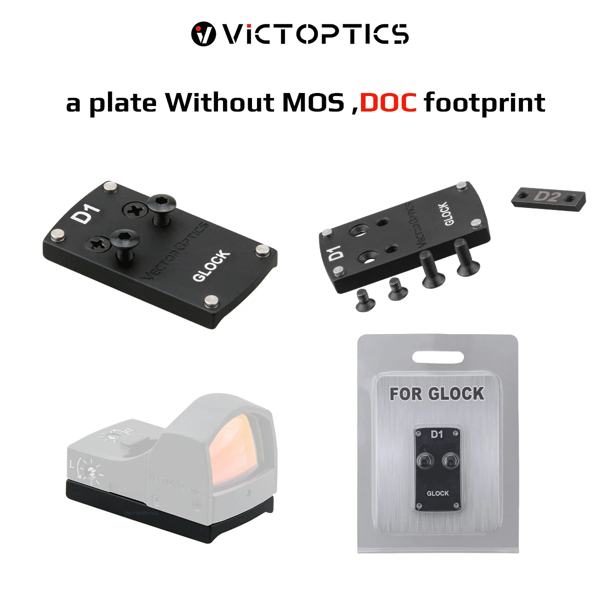 VictOptics placa de montaje red dot de acero para Glock MOS