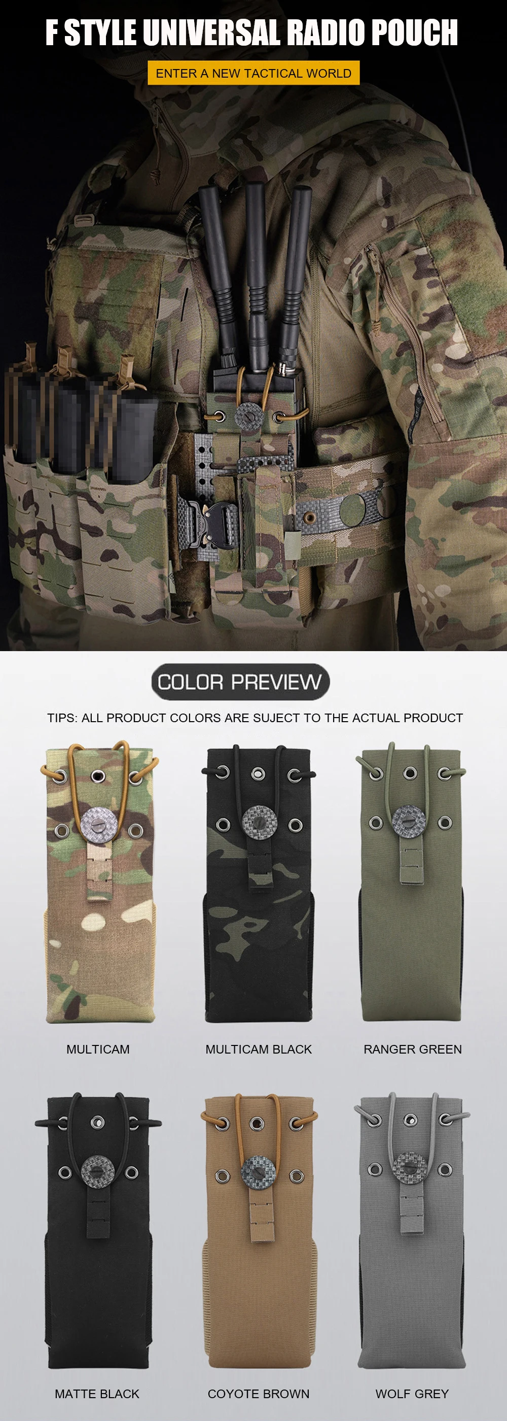 Pochete táctica MOLLE color Multicam