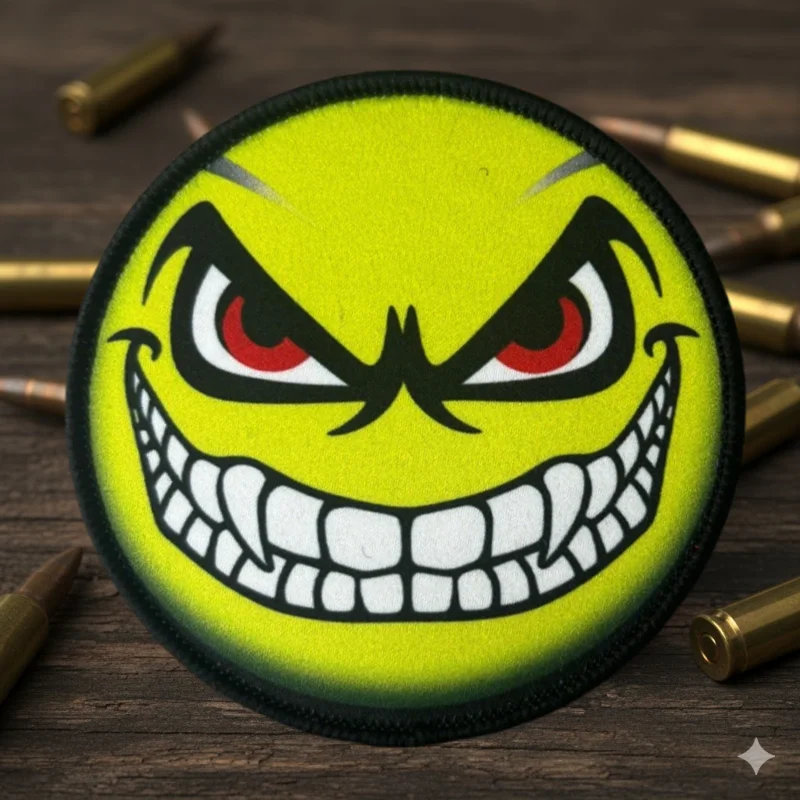 Parche táctico cara sonriente malvada – moral con gancho y bucle - imagen 3