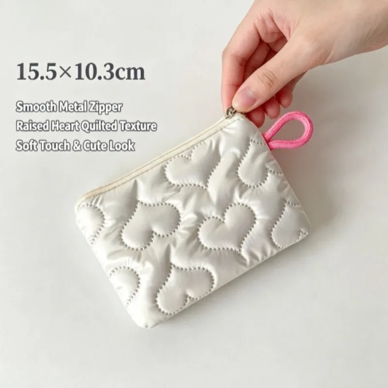 Bolsa de maquillaje plateada brillante con lazo y monedero mini - imagen 5